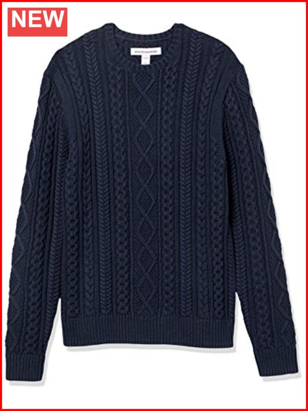 Men's 100% Cotton Fisherman Cable Knit Crewneck Long Sleeve Sweater Pullover